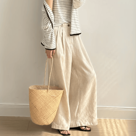 linen tuck wide pants　MA1548