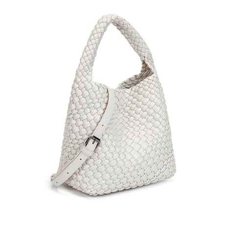 woven pattern leather tote bag with pouch　MA1892