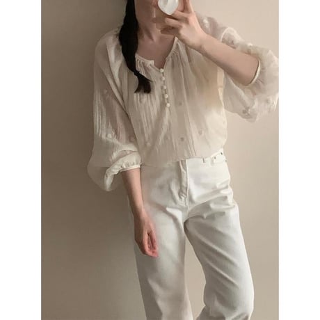 embroidery flower long sleeve blouse　MA1170