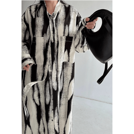 abstract print long shirt onepiece　MA1451