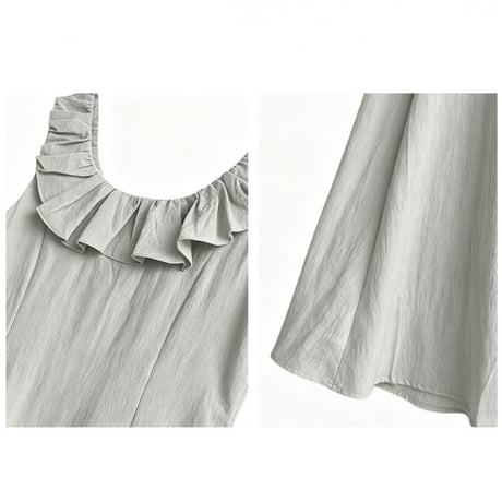 ruffle collar sleeveless a-line long one piece/2color　MA1986
