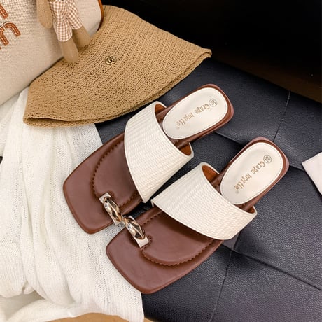 metal clip square toe sandal　MA1959