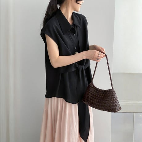 tie design sleeveless shirt blouse　MA1972