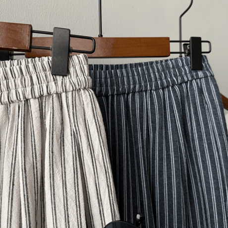 linen blend stripe widepants　MA1578