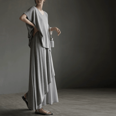 asymmetry layered knit setup　MA1944