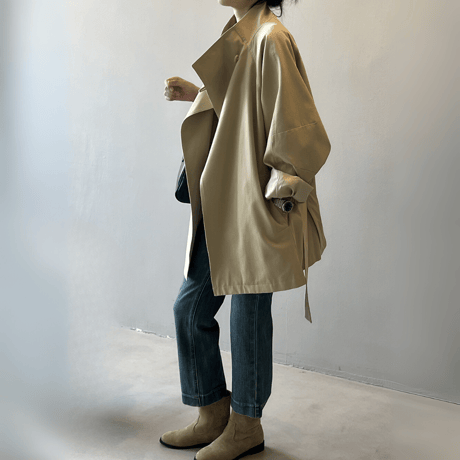 stand collar mid-length trench coat　MA1616