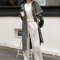 long hoodie coat with drost design　MA1356