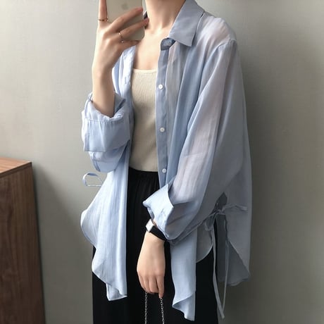 ribbon sheer shirt /5color　MA1191