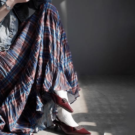 contrast check drape a line skirt　MA1920