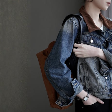 retro wash contrast collar denim jacket　MA1914