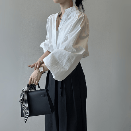 band collar puff sleeve blouse　MA1623