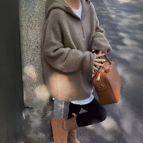 soft boa half zip hoodie　MA1750