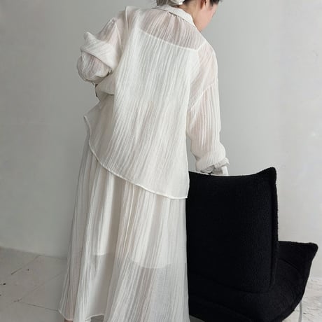 sheer texture loose blouse and skirt set　MA1861