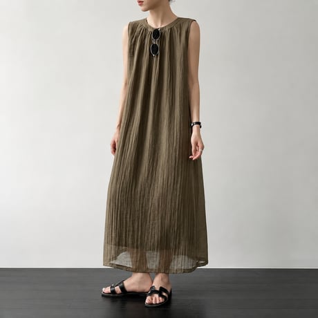 back ribbon sleeveless long one piece/2color　MA1985
