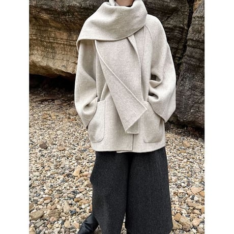 collarless coat & scalf set　MA1300