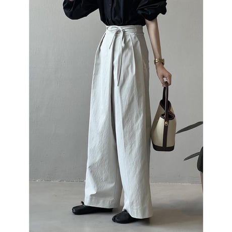 waist ribbon tuck wide pants　MA1126