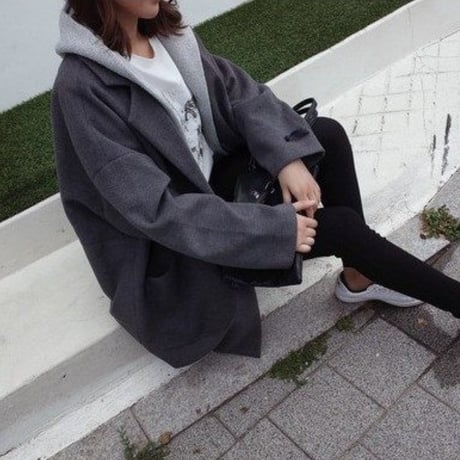 hooded layered loose coat　MA1751