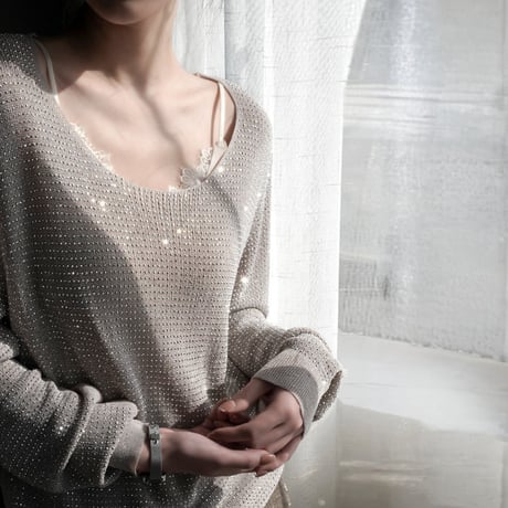 shiny round neck soft knit　MA1921