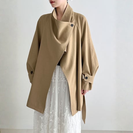 retro drape lapel oversized trench coat　MA1883