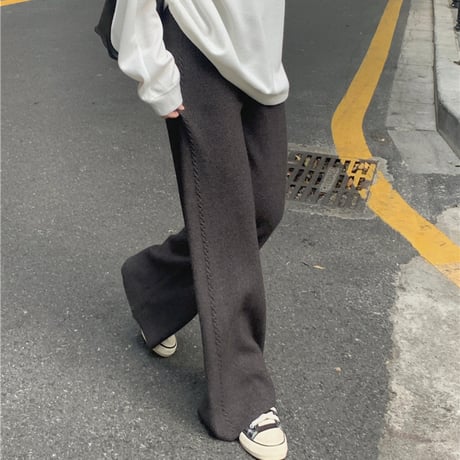 cable line knit straight pants　MA1762