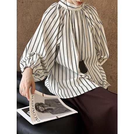 ribbon striped 2way blouse　MA1184