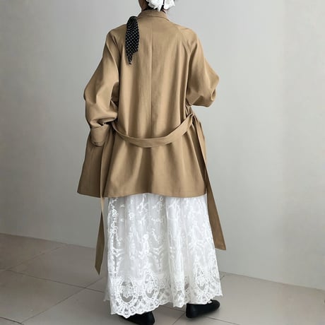 retro drape lapel oversized trench coat　MA1883