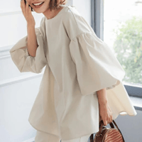 puff-sleeve back-ribbon feminine blouse　MA1644