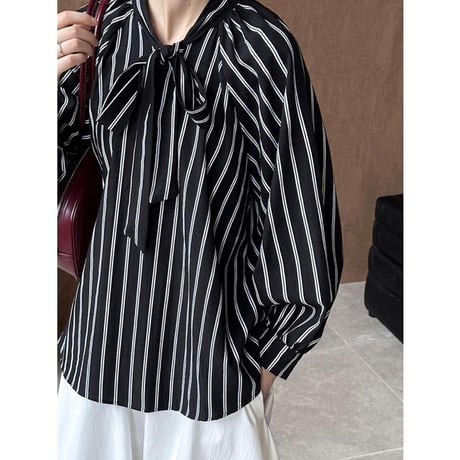 ribbon striped 2way blouse　MA1184