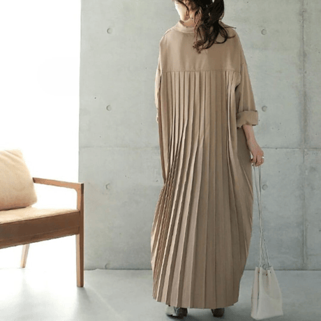 backpleats long shirt dress　MA1641