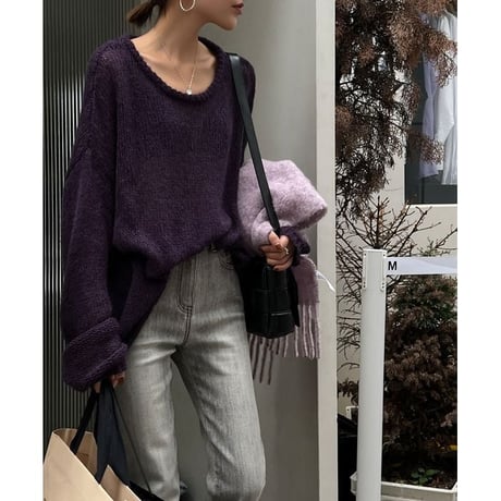 wide neck knit pullover　MA1319