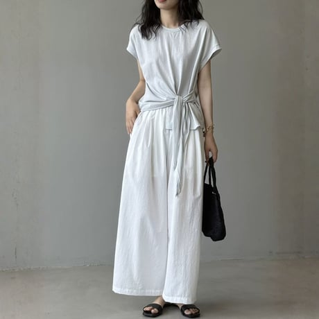 side ribbon french sleeve tops　MA1974