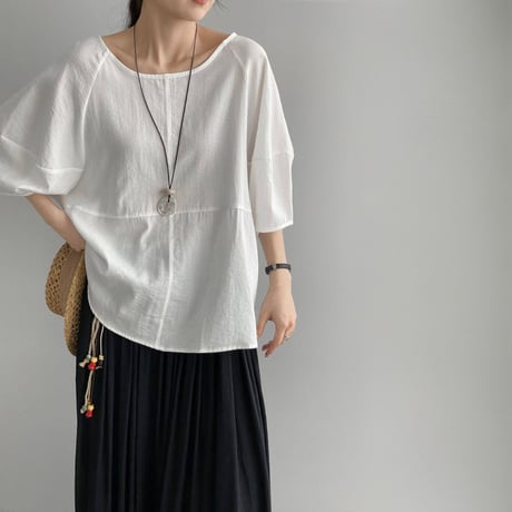 back ribbon wide sleeve blouse　MA1970