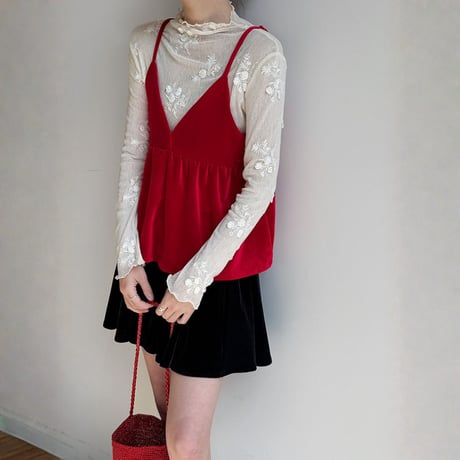 velvet peplum layered cami top　MA1873