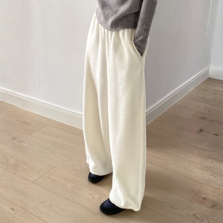 fake lamb wool drawstring wide pants　MA1730