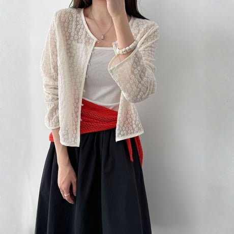 petit flower jacquard line blouse　MA1913