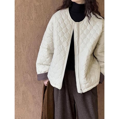 collarless quilted zip jacket　MA1143