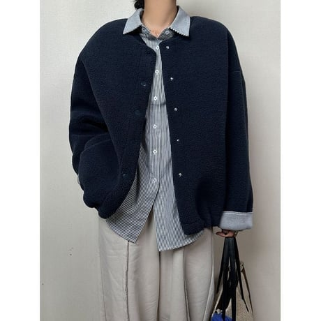 fleece collarless blouson　MA1295