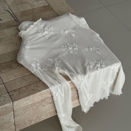 lace floral mesh base layer blouse　MA1868