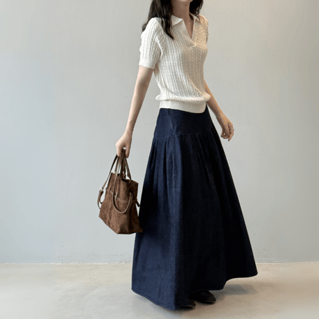 swing Denim Maxi Skirt　MA1635