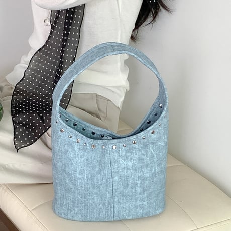 line studded one handle bag　MA1898