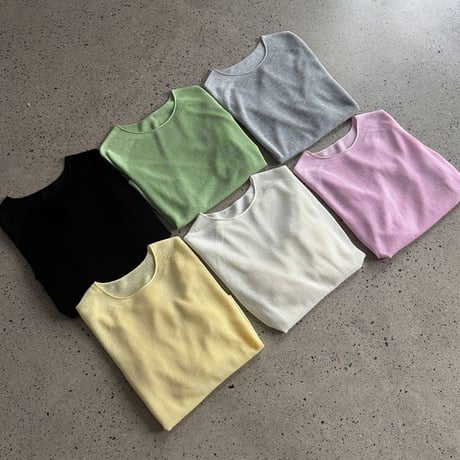 sheer roll hem knit long sleeve top　MA1869