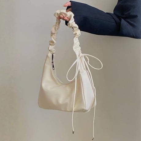 shirring handle leather touch hobo bag　MA1888