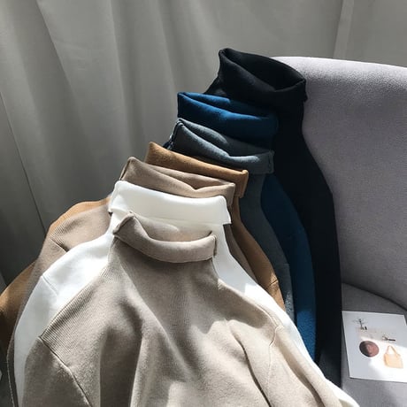 sleeve button turtleneck knit　MA1315