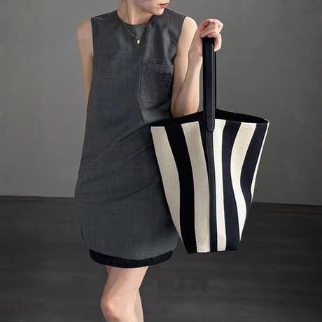 wide stripe canvas tote bag　MA1887