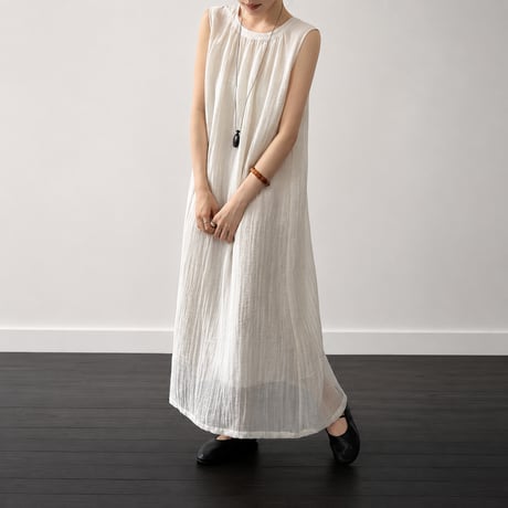back ribbon sleeveless long one piece/2color　MA1985