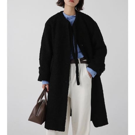 ribbon neck wool coat　MA1333
