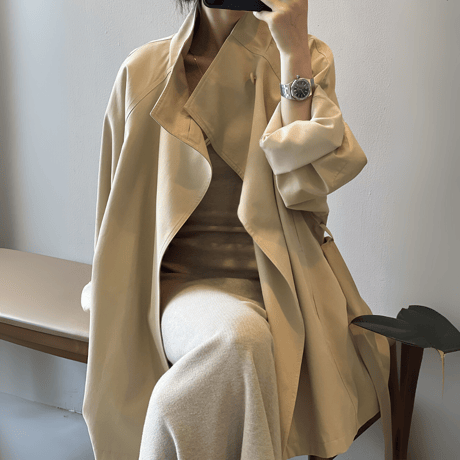 stand collar mid-length trench coat　MA1616