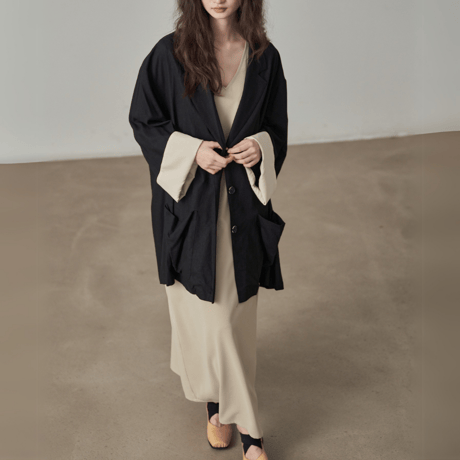 relaxed shoulder v-neck dress　MA1384