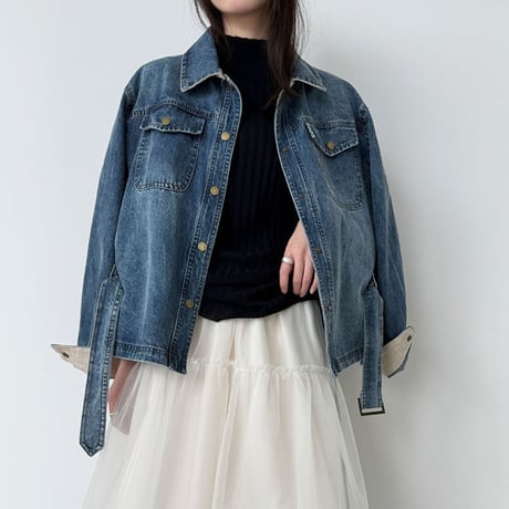 belt design denim jacket　MA1911