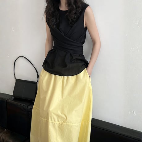 sheer waist ribbon sleeveless blouse　MA1983